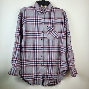 Love Notes button down plaid long Sleeved Shirt Size M